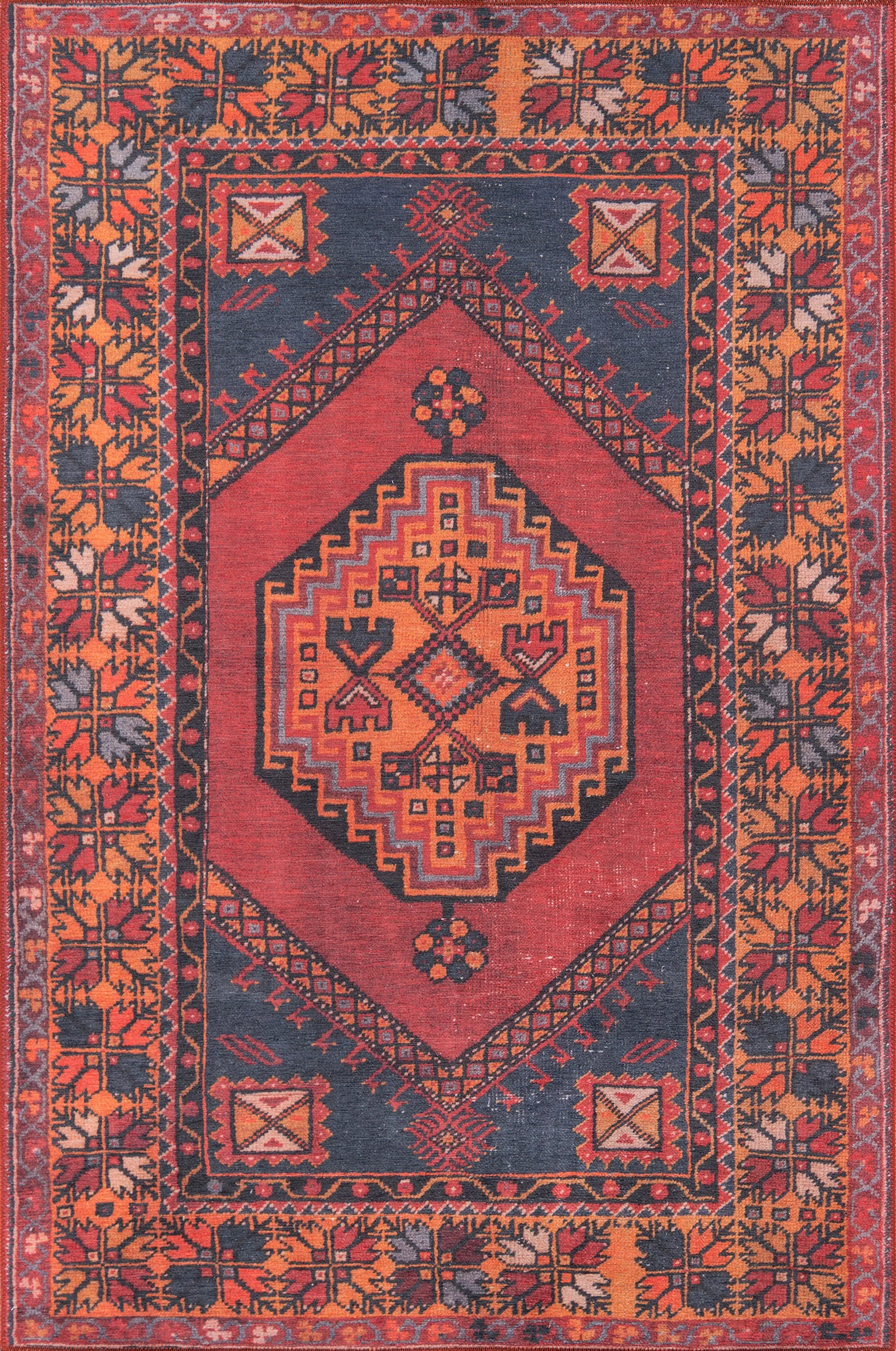 Traditional Machine Made Red Rug