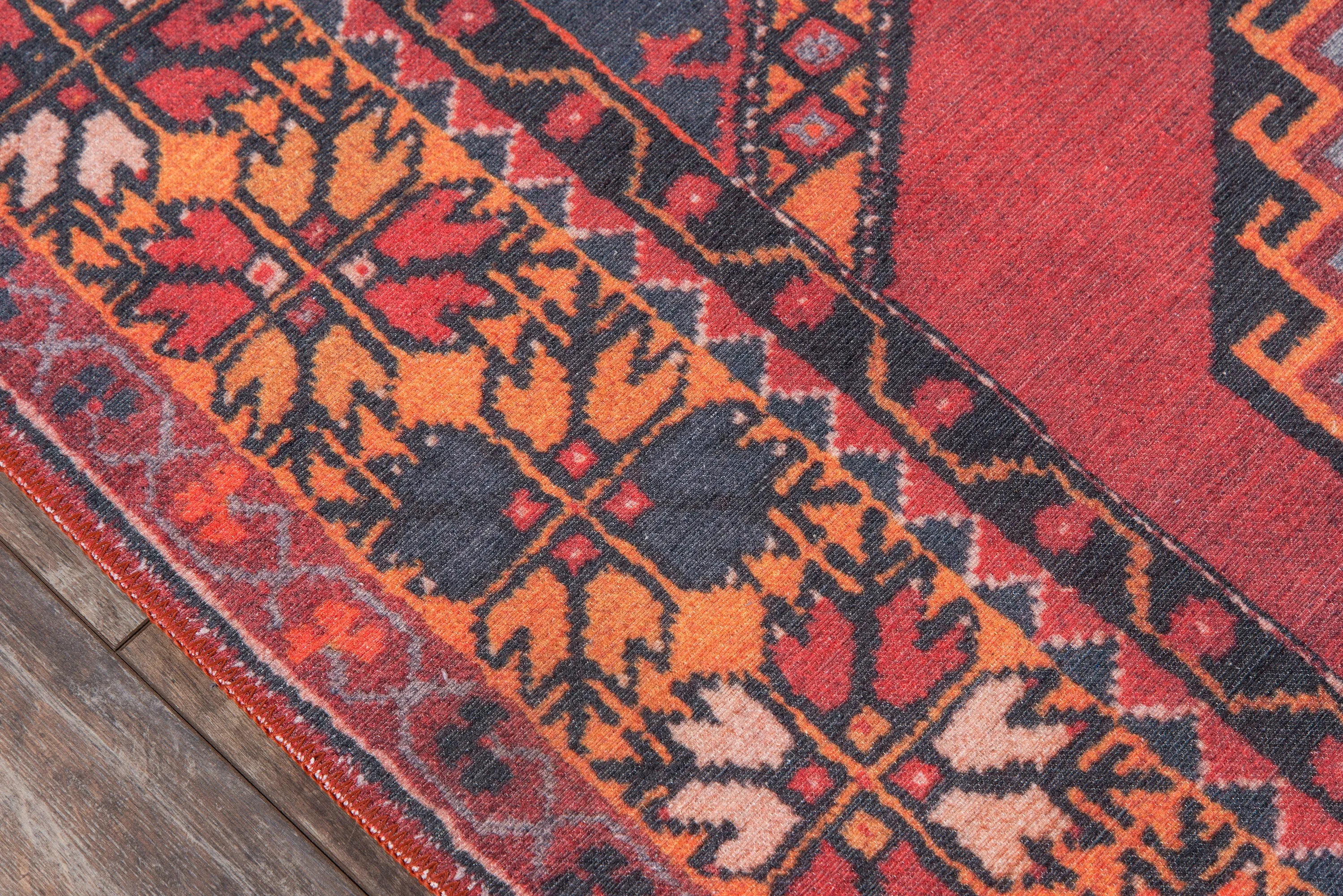 Traditional Machine Made Red Rug