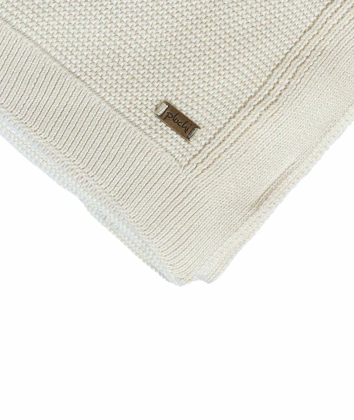 Transfer Knit Cotton Knitted All Season AC Throw Blanket (Natural)