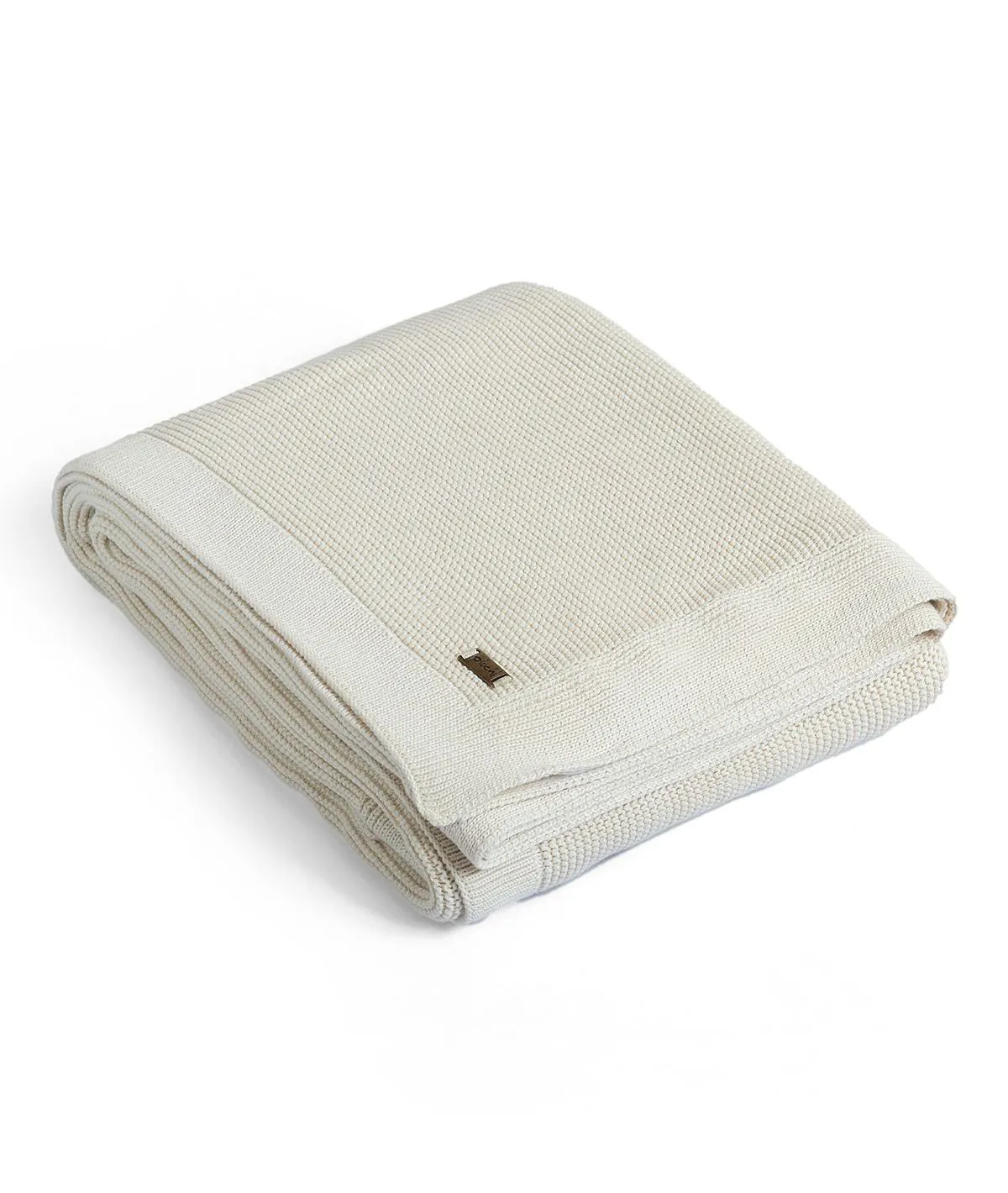 Transfer Knit Cotton Knitted All Season AC Throw Blanket (Natural)