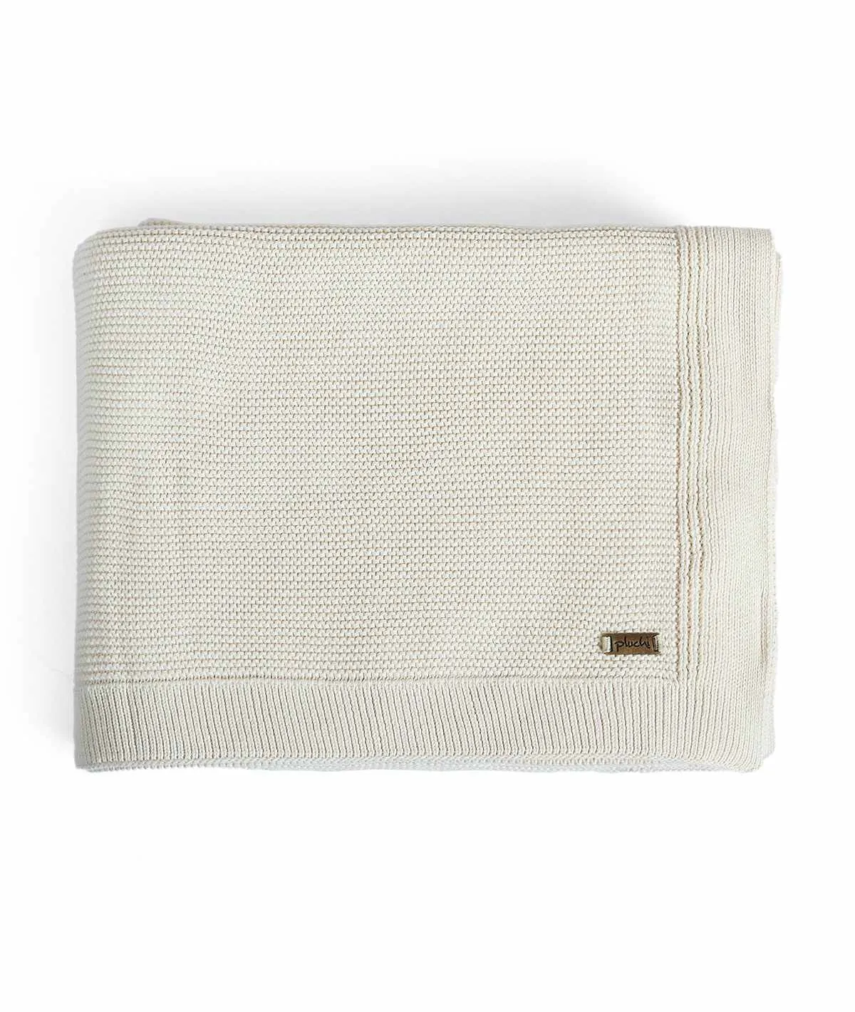 Transfer Knit Cotton Knitted All Season AC Throw Blanket (Natural)