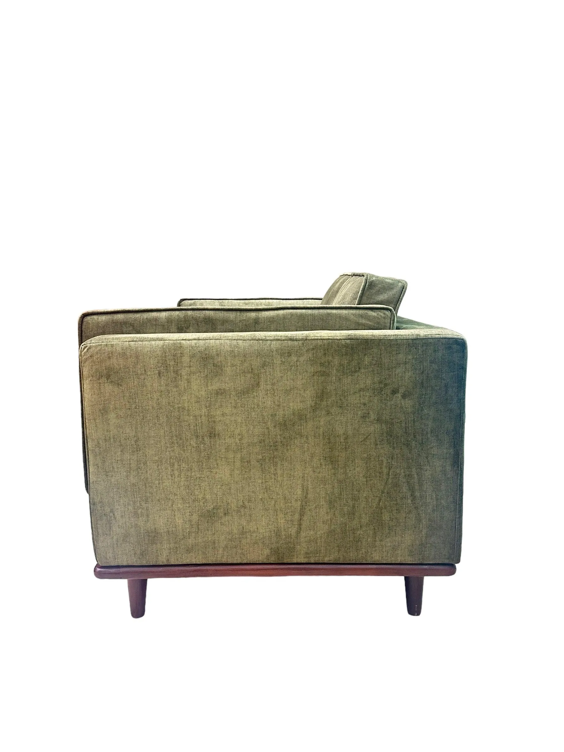 Wooden Twist Stylish Rectangular Modern 3 Seater Sofa ( Green )