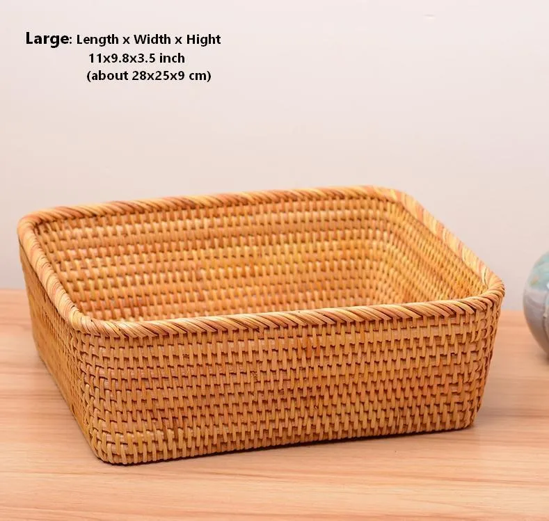Woven Rectangular Storage Basket, Lovely Rattan Storage Basket, Storage Baskets for Kitchen