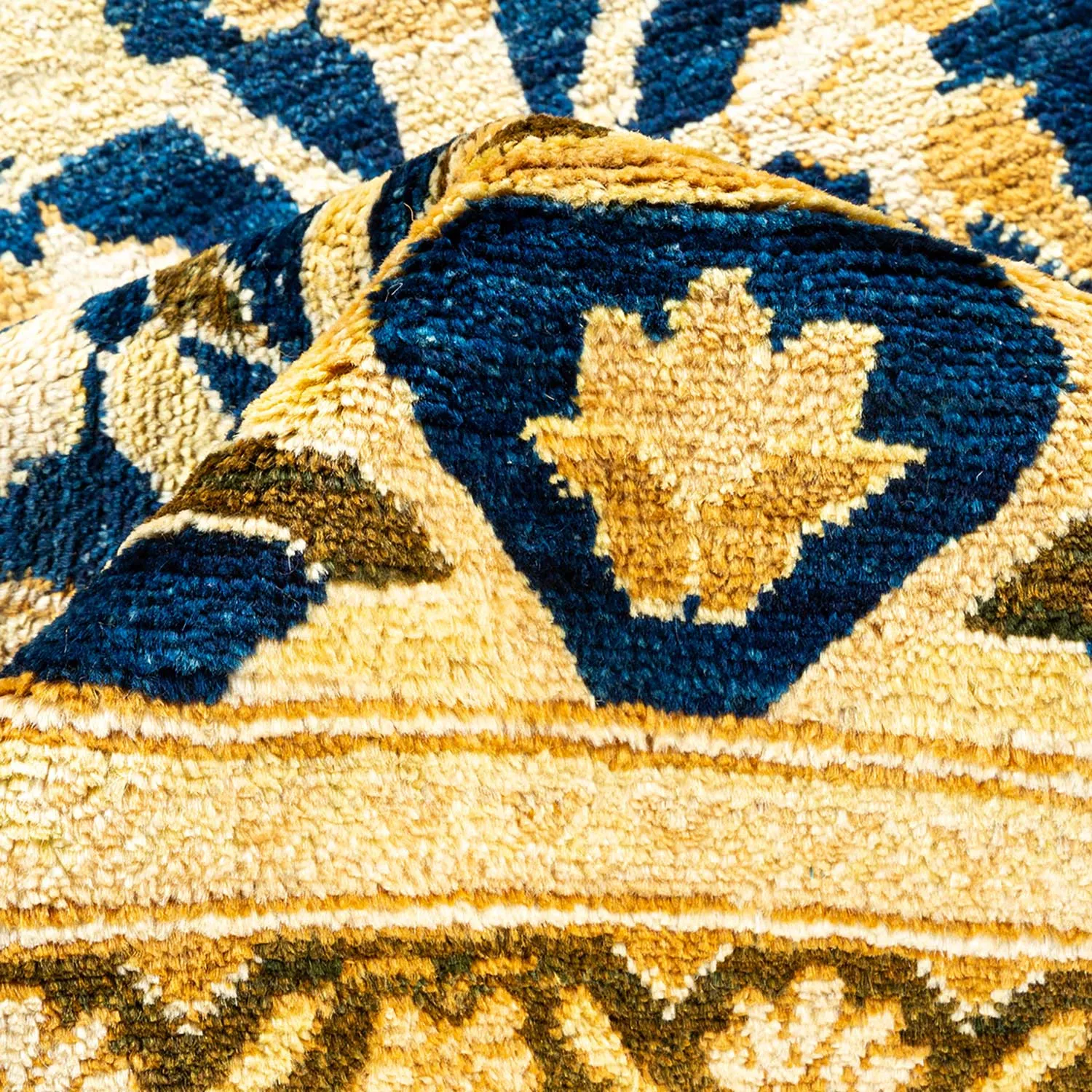 Yellow & Blue Traditional Wool Rug - 8'8" x 11'1