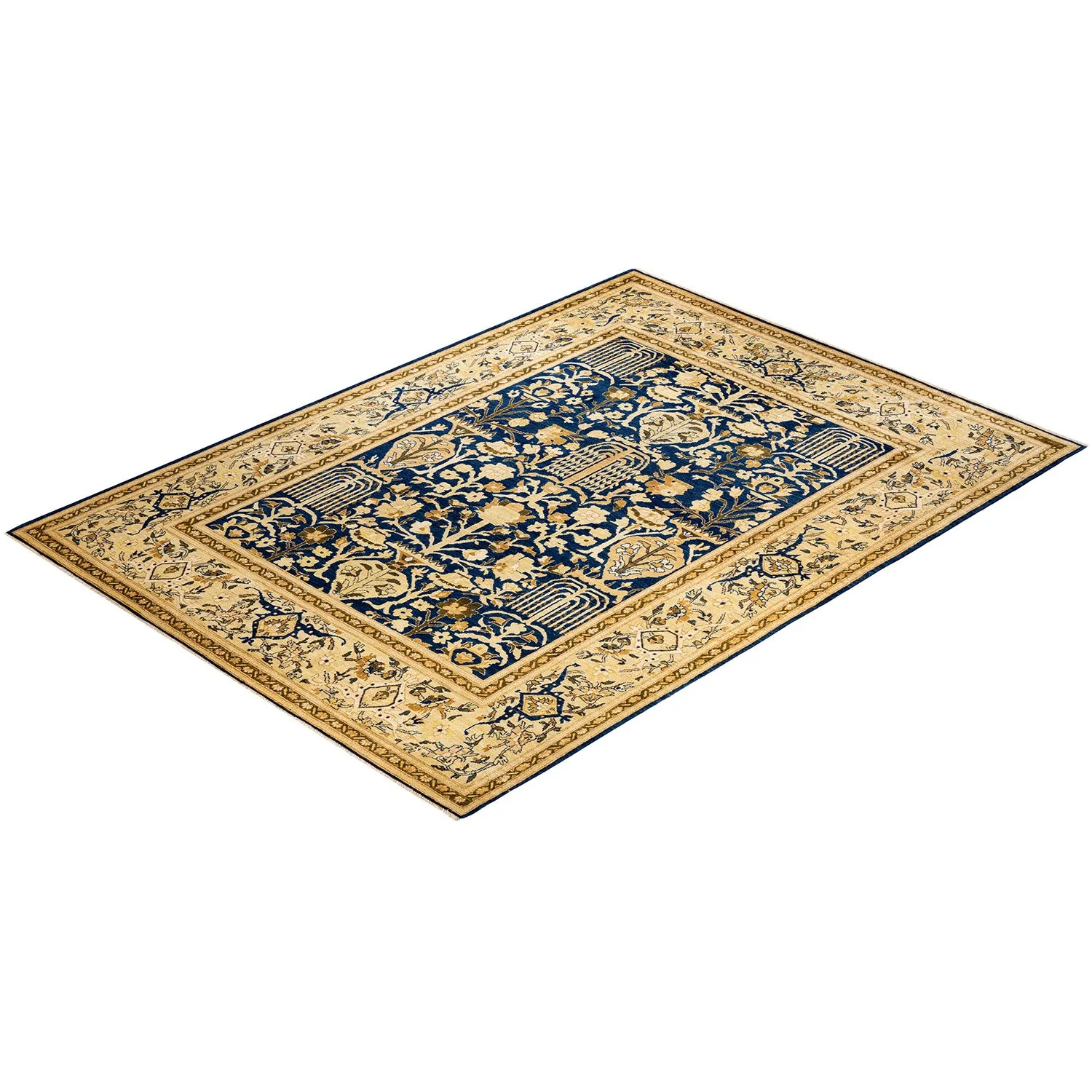 Yellow & Blue Traditional Wool Rug - 8'8" x 11'1