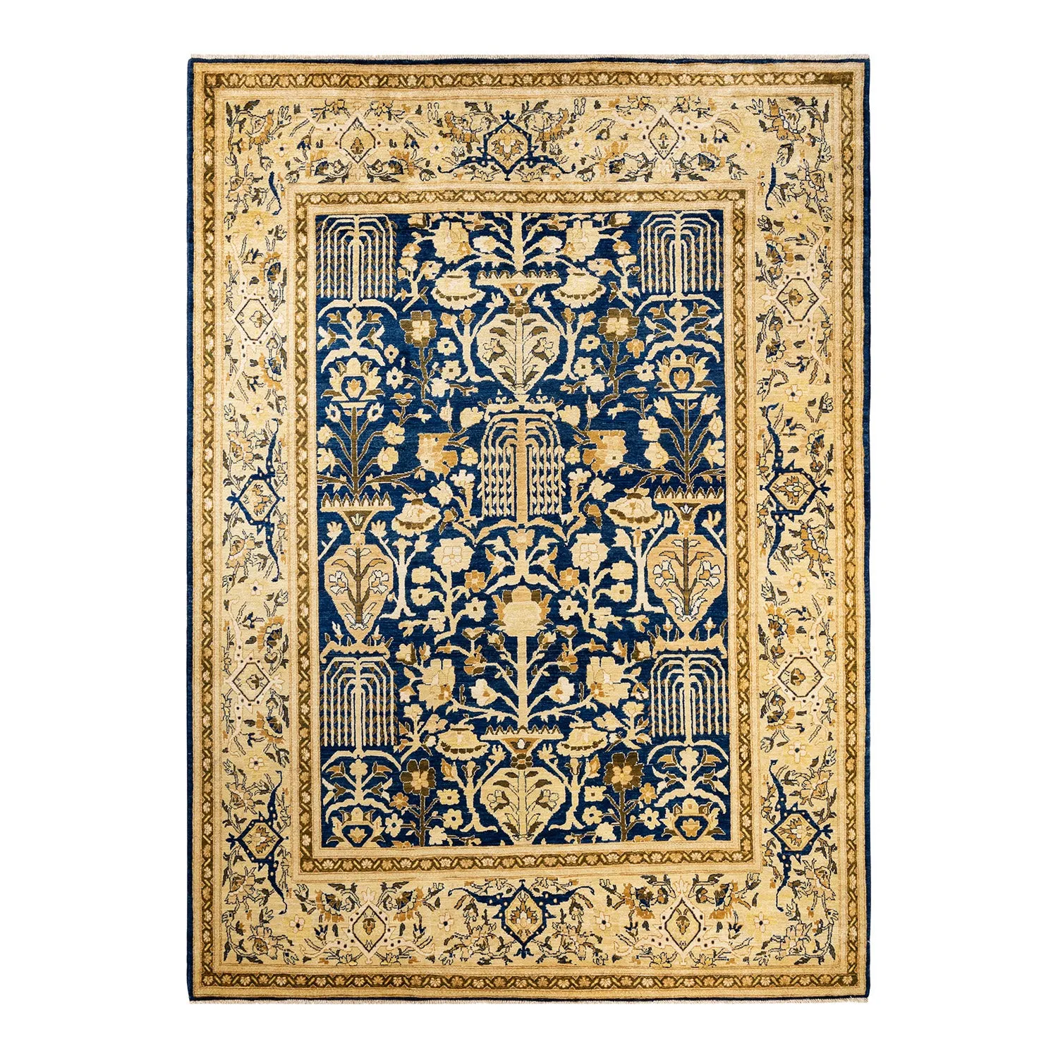 Yellow & Blue Traditional Wool Rug - 8'8" x 11'1