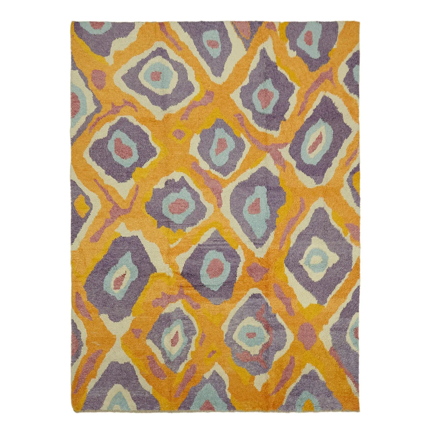 Yellow & Purple Moroccan Wool Rug - 9' 1'' x 12'