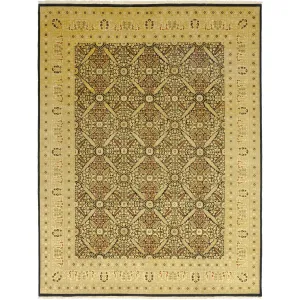 Yellow Traditional Wool Rug - 10'2" x 13'3"