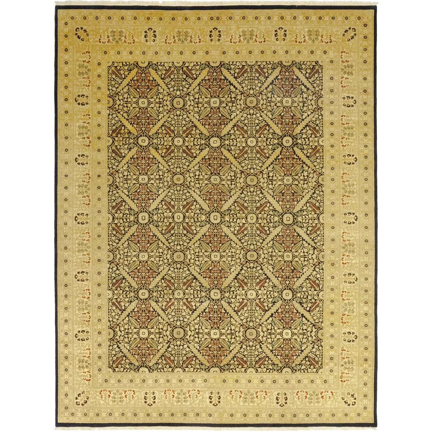 Yellow Traditional Wool Rug - 10'2" x 13'3"