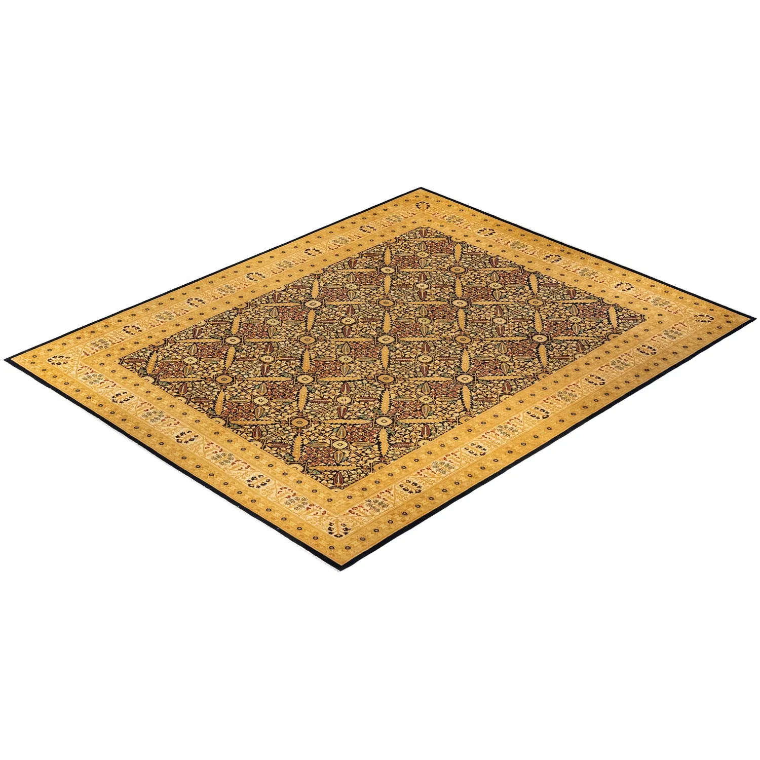 Yellow Traditional Wool Rug - 10'2" x 13'3"