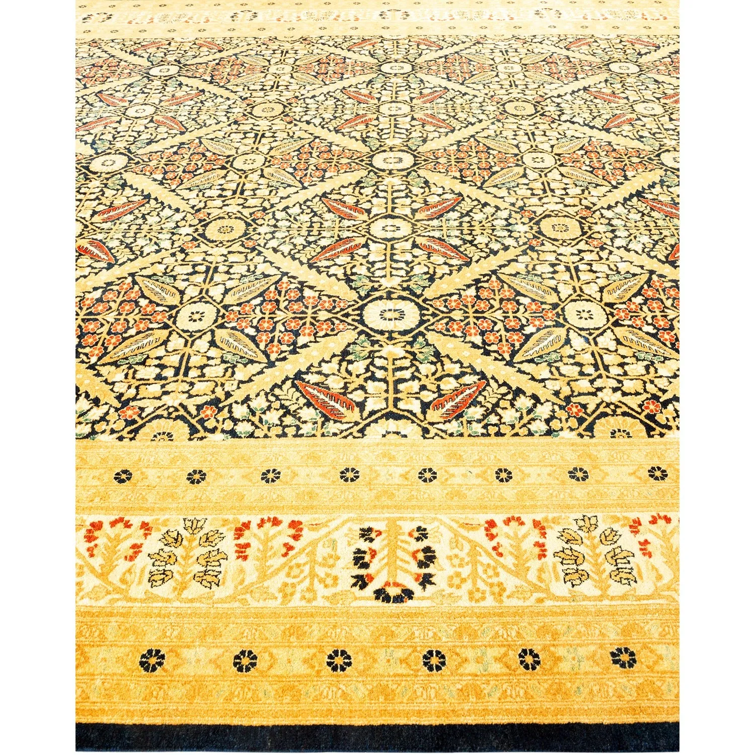 Yellow Traditional Wool Rug - 10'2" x 13'3"