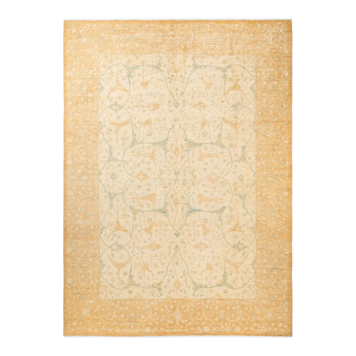 Yellow Traditional Wool Rug - 8'8" x 11'10"