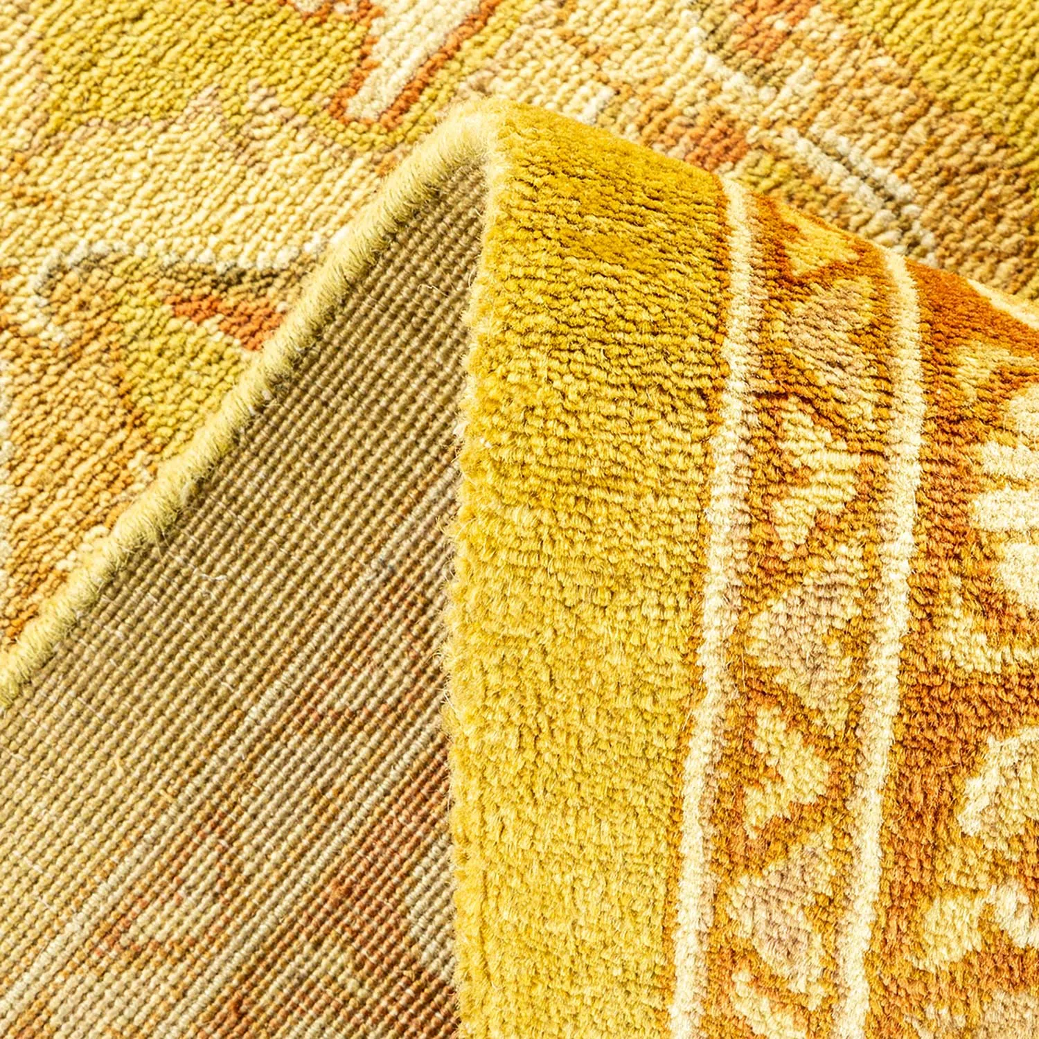 Yellow Traditional Wool Rug - 9' x 11'1