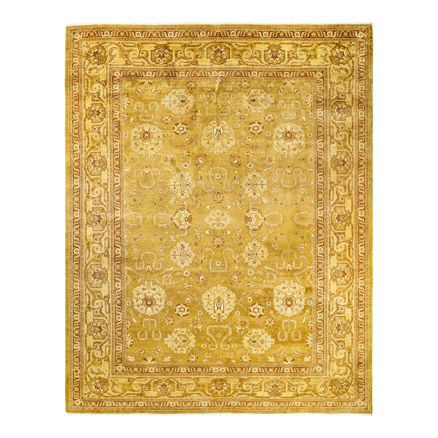 Yellow Traditional Wool Rug - 9' x 11'1