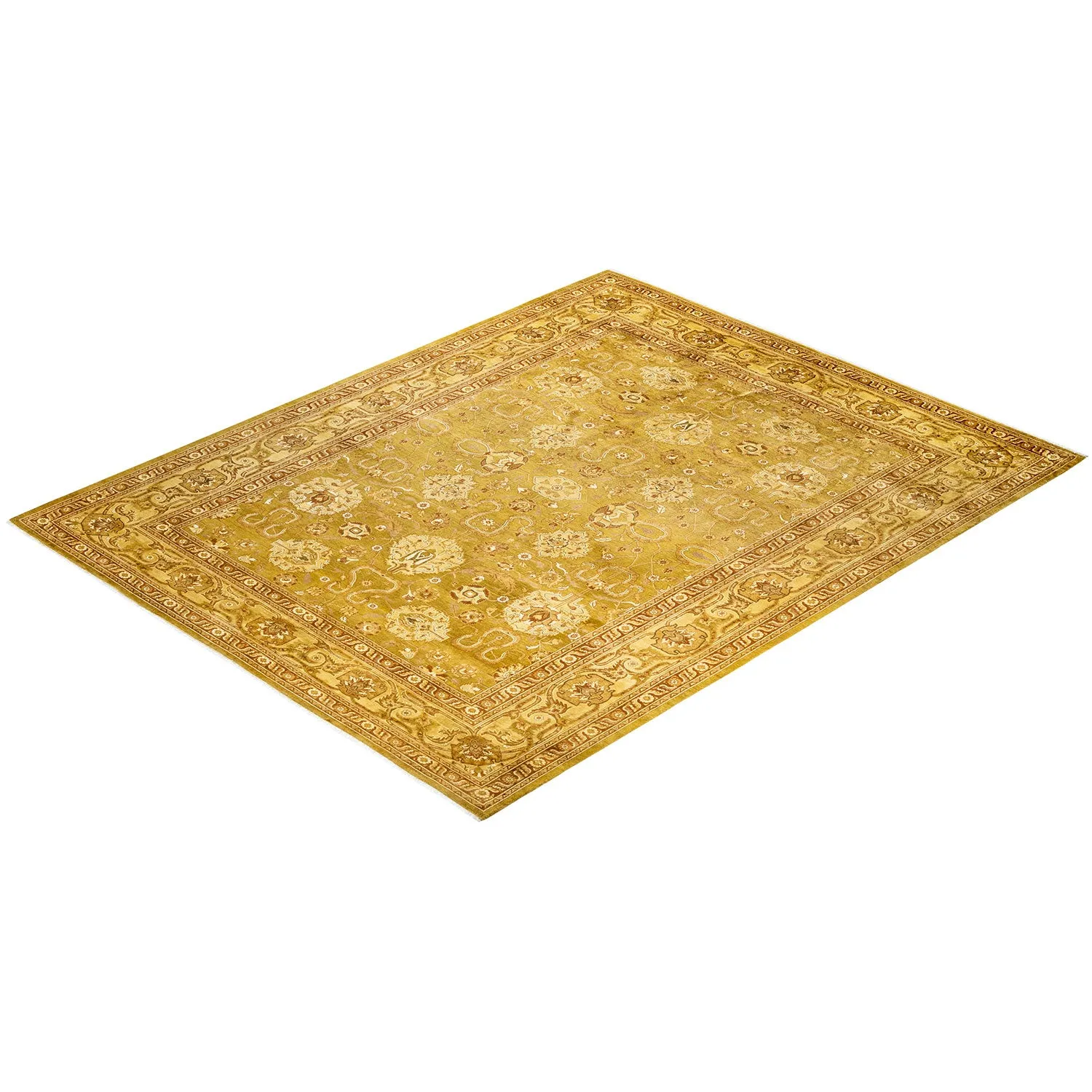 Yellow Traditional Wool Rug - 9' x 11'1