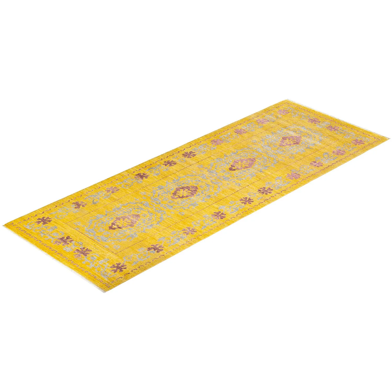Yellow Transitional Wool Runner - 3'1" x 8'3"